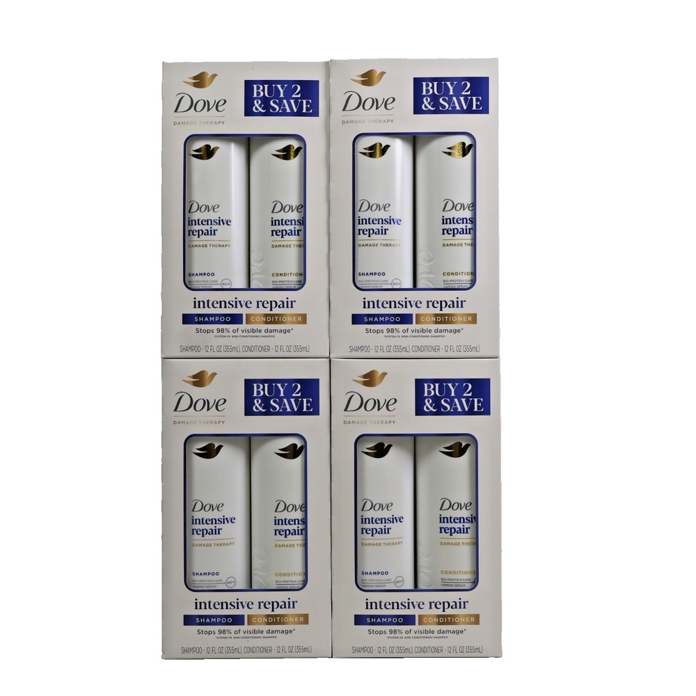 4 PACK Dove Nutritive Solutions Intensive Repair Shampoo & Conditioner 12oz Set